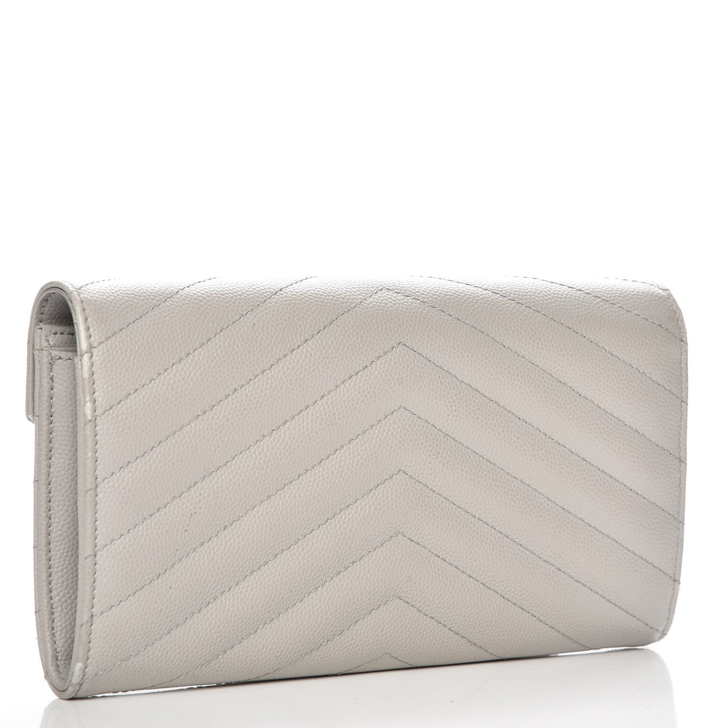 Grain De Poudre Matelasse Monogram Flap Wallet Light Grey