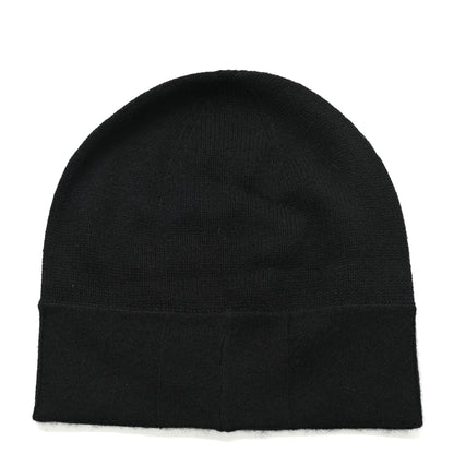 Chanel Cashmere Blend CC Beanie Hat Black 3 of 4