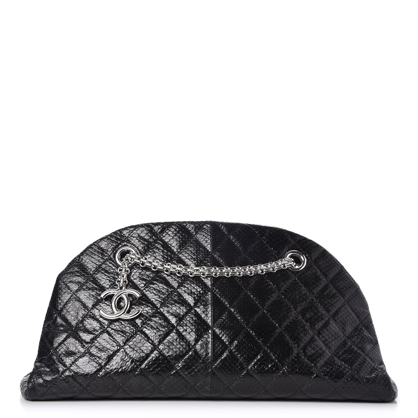 Lizard Quilted Medium Just Mademoiselle Bowling Bag Black