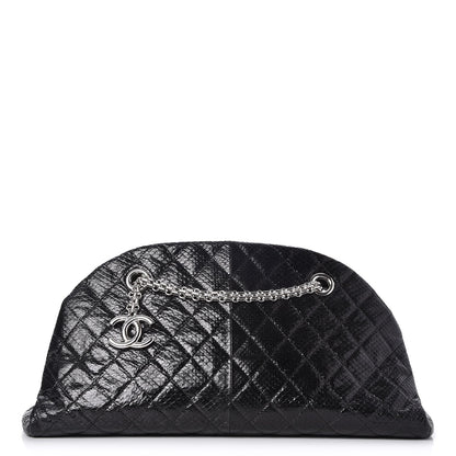 Chanel Lizard Quilted Medium Just Mademoiselle Bowling Bag Black 1 of 7