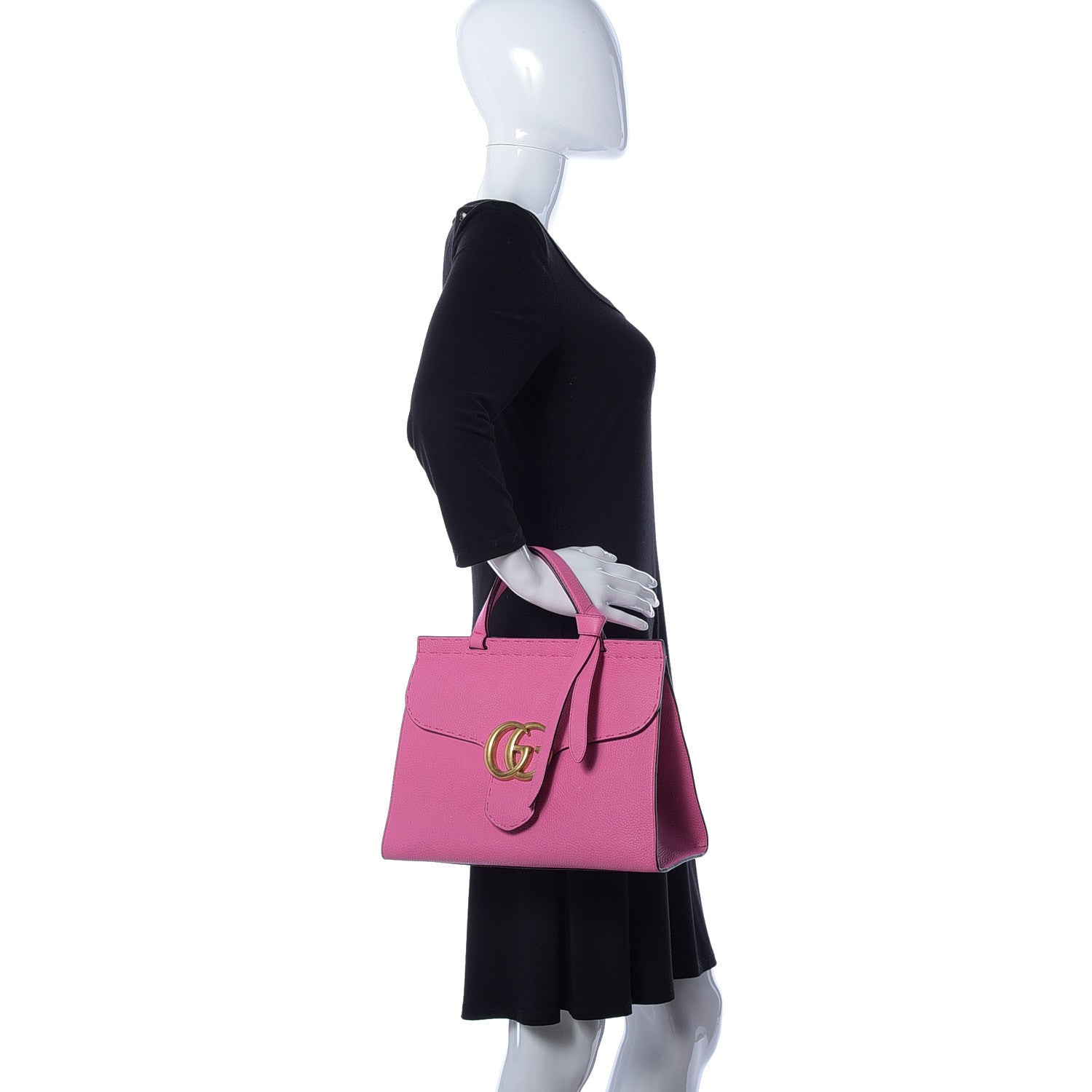 Gucci Calfskin Small GG Marmont Top Handle Bag Pink Tropical Flower 2 of 24