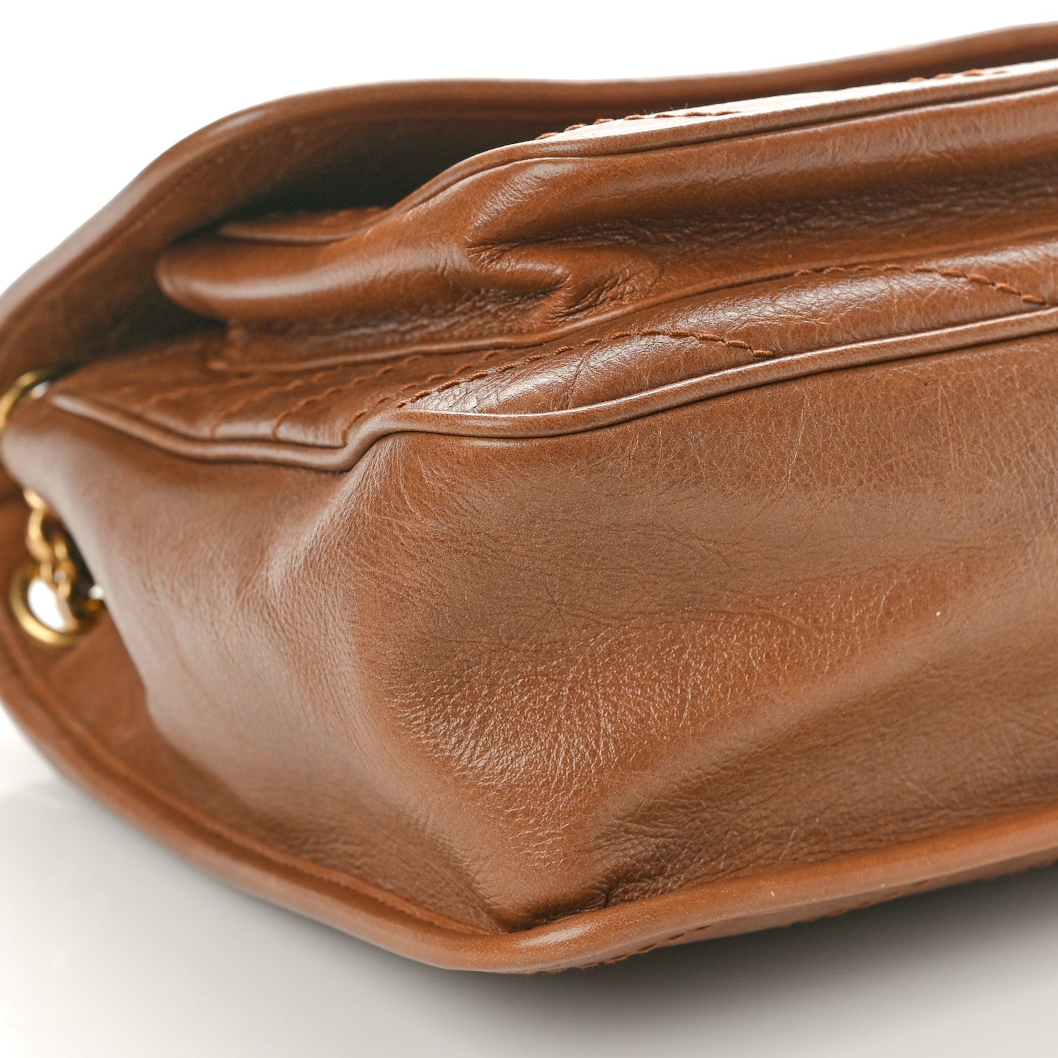 Saint Laurent Crinkled Calfskin Matelasse Monogram Medium Niki Chain Satchel Caramel 10 of 11