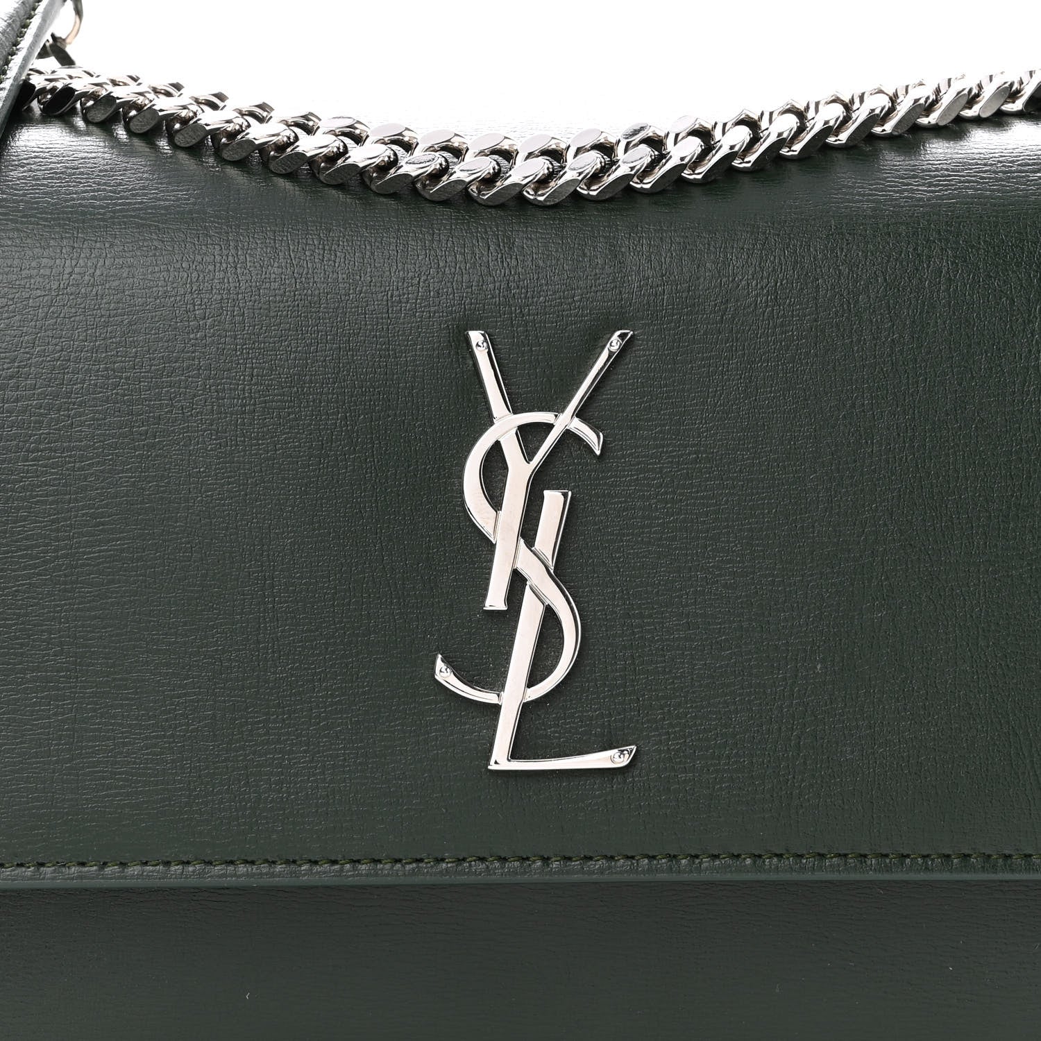 Saint Laurent Calfskin Medium Monogram Sunset Dark Green 7 of 9