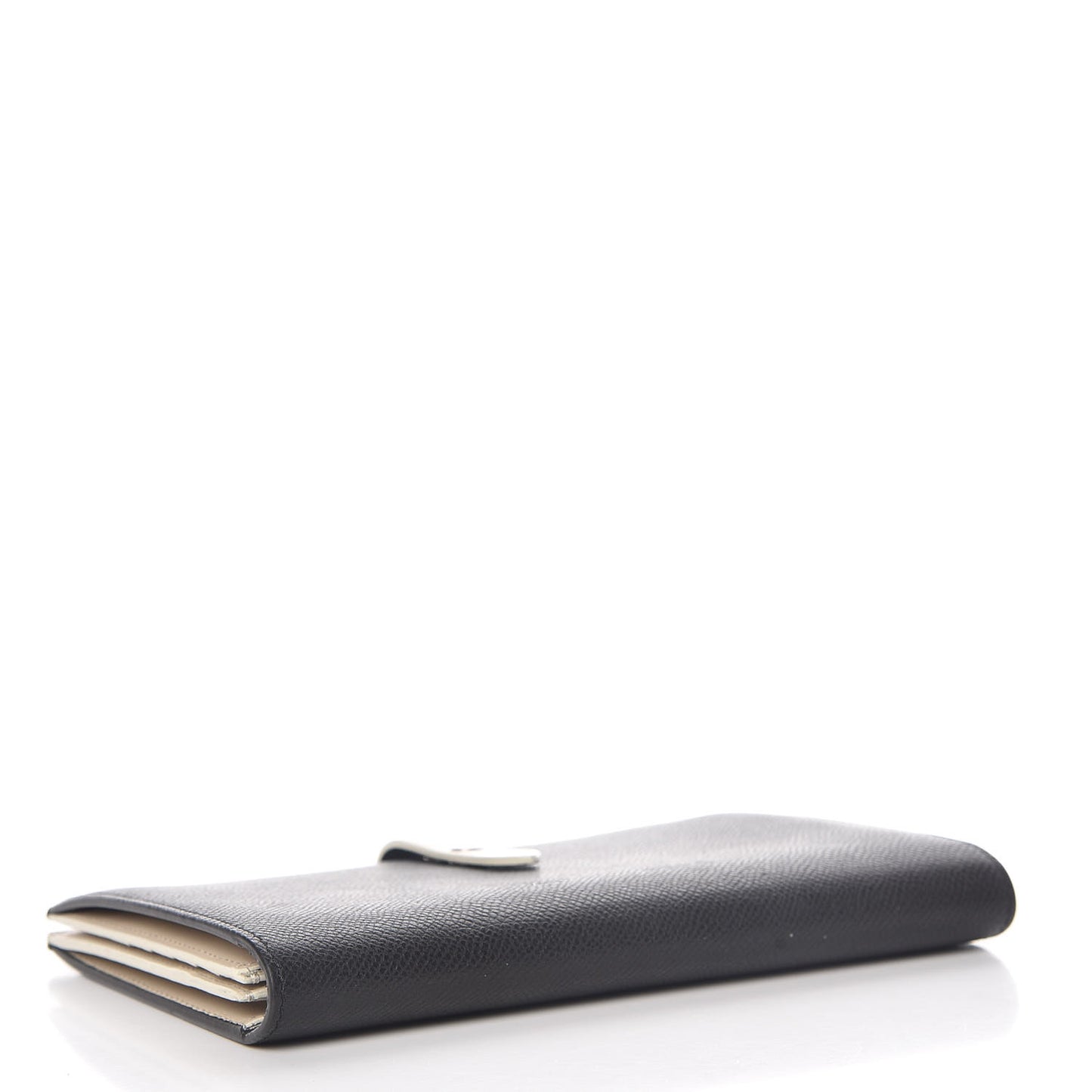 Grained Calfskin Large Multifunction Strap Wallet Black Chalk
