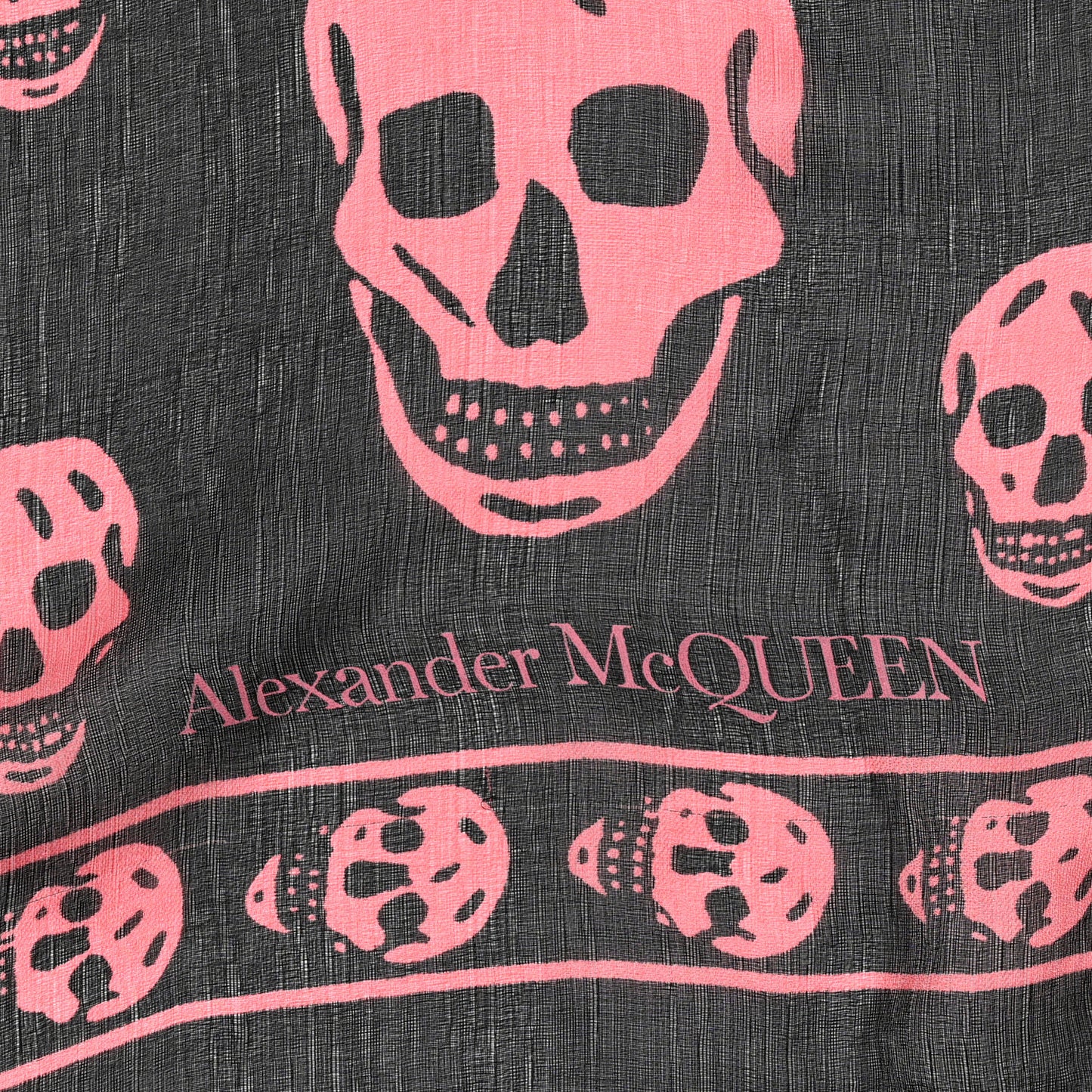 Silk Skull Scarf Black Pink