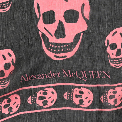 Alexander McQueen Silk Skull Scarf Black Pink 2 of 4