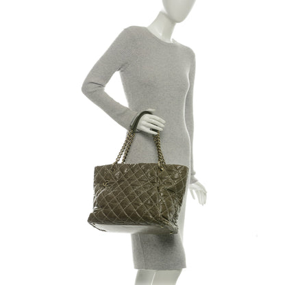 Chanel Crumpled Grained Calfskin Large Coco Pleats Tote Khaki 2 of 8