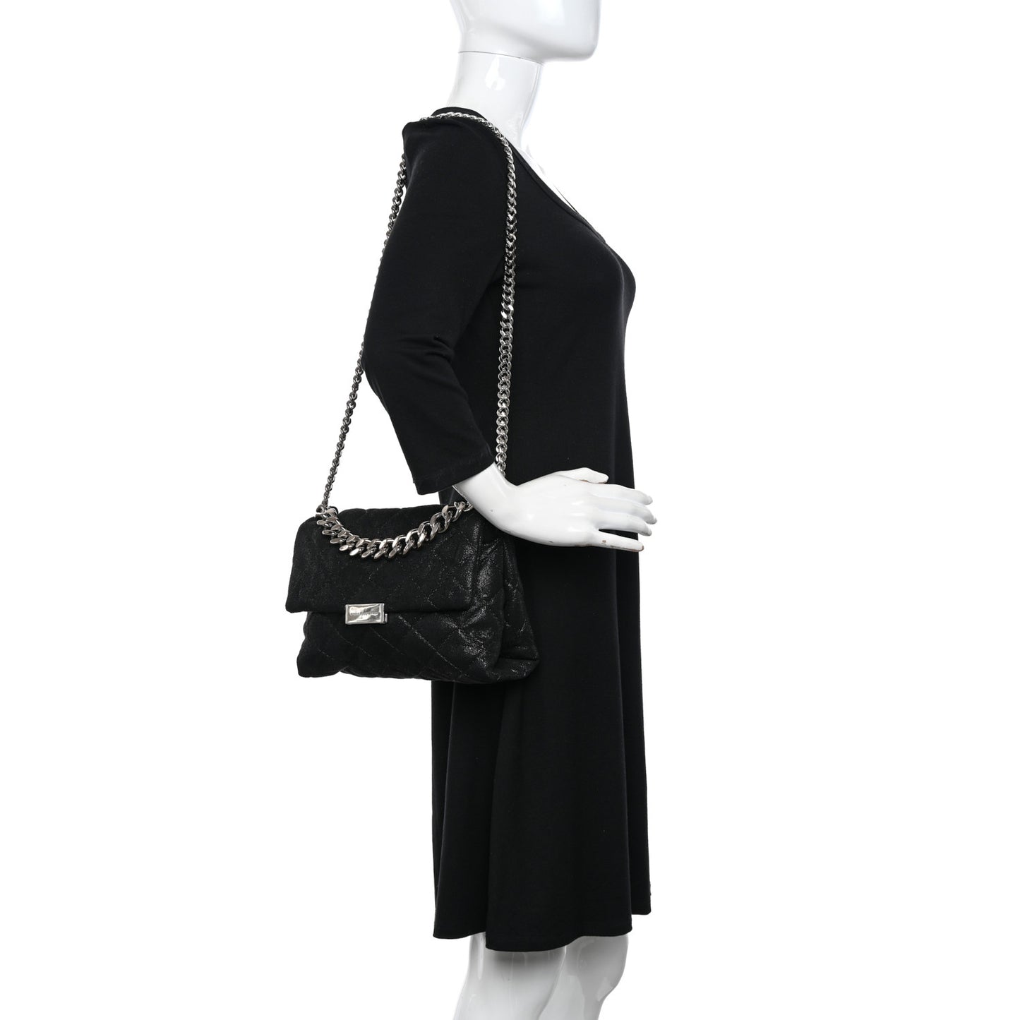 Shaggy Deer Quilted Small Beckett Chain Shoulder Bag Black