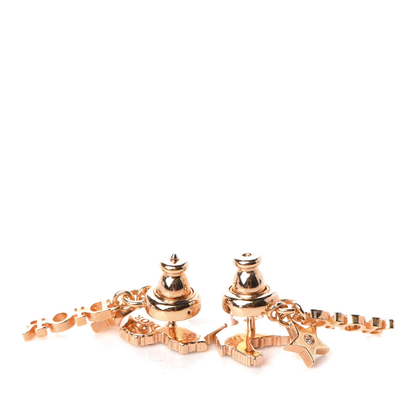 Crystal Diorable Lion Logo Drop Earrings Rose Gold