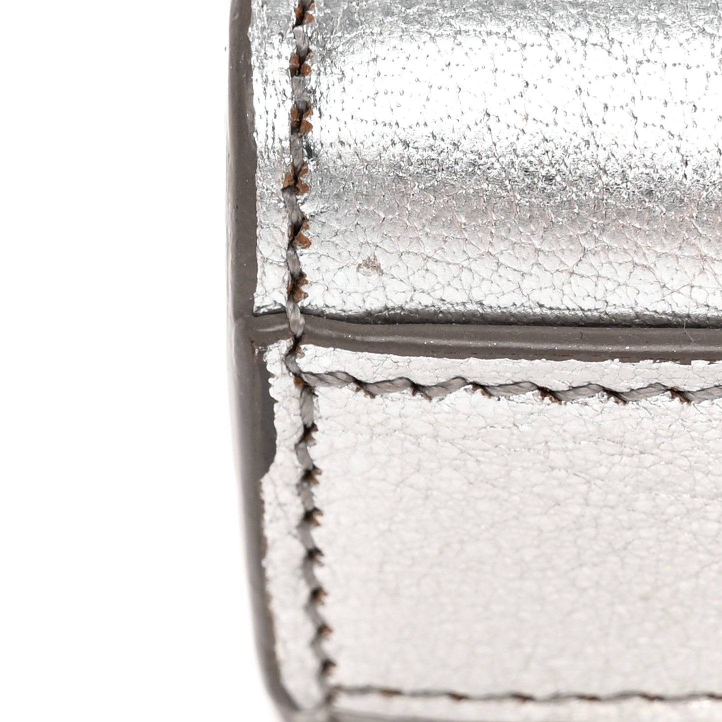 Textured Metallic Calfskin Classic Monogram Cassandre Clutch Silver