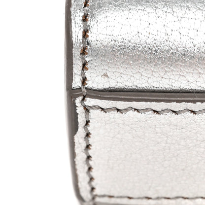 Saint Laurent Textured Metallic Calfskin Classic Monogram Cassandre Clutch Silver 13 of 14