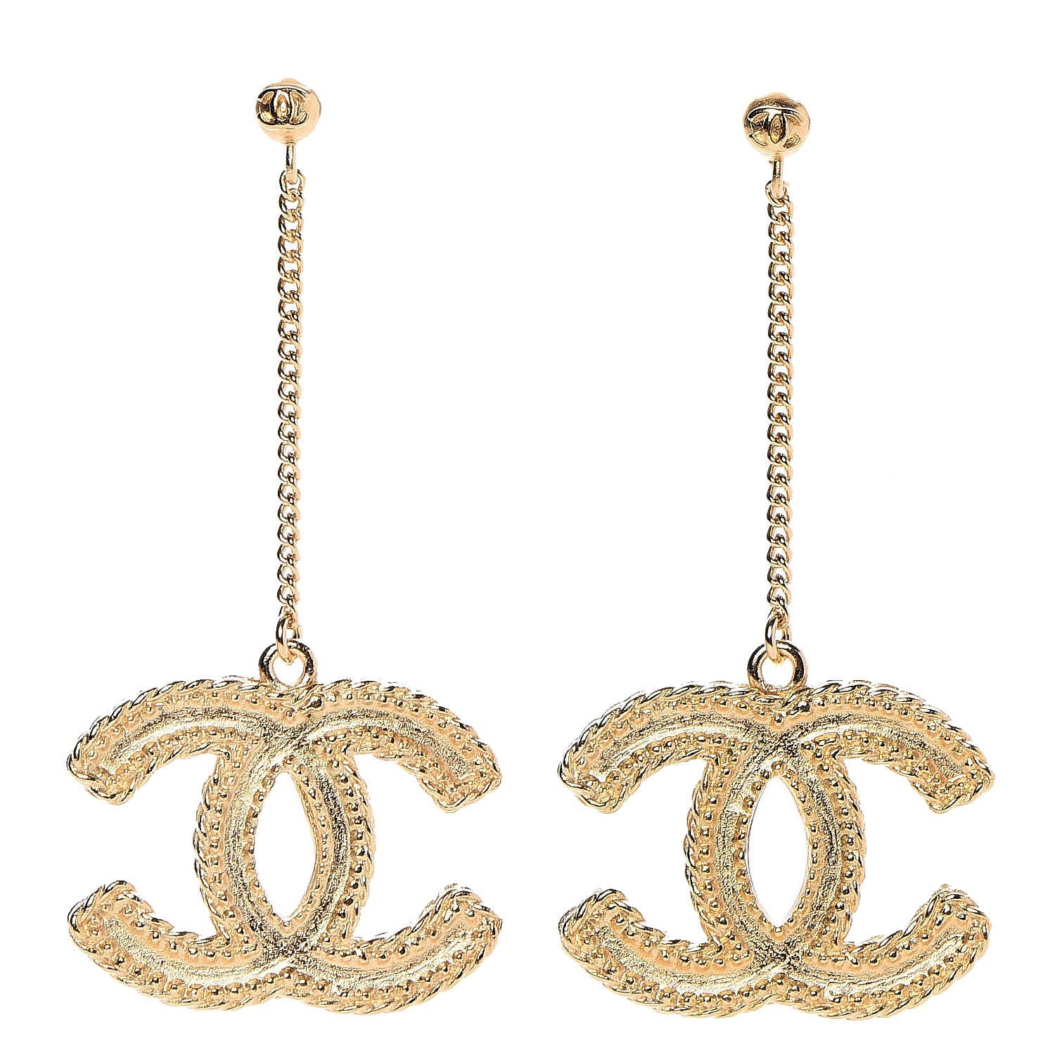 Chanel CC Drop Earrings Matte Gold 1 of 5