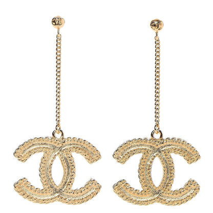 Chanel CC Drop Earrings Matte Gold 1 of 5