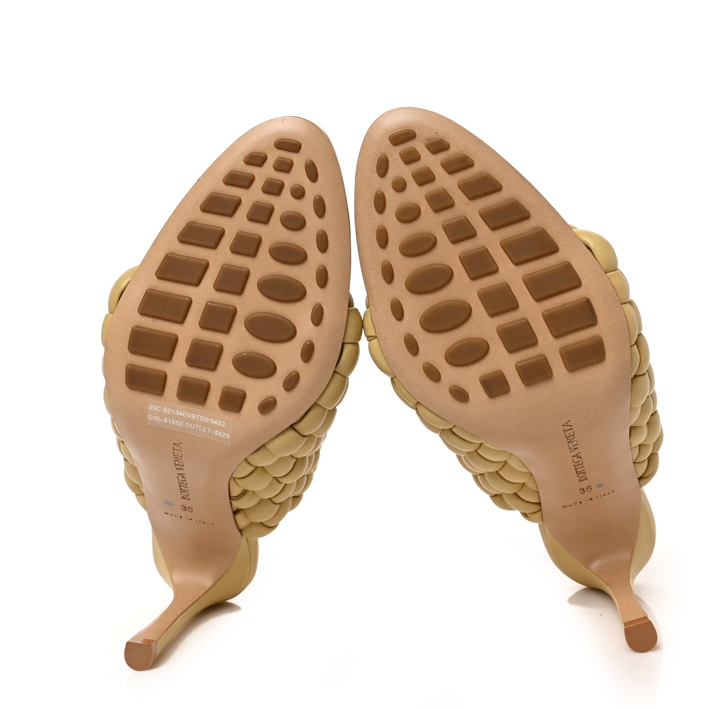 Nappa Padded Intrecciato Mules Sandals 36 Tapioca