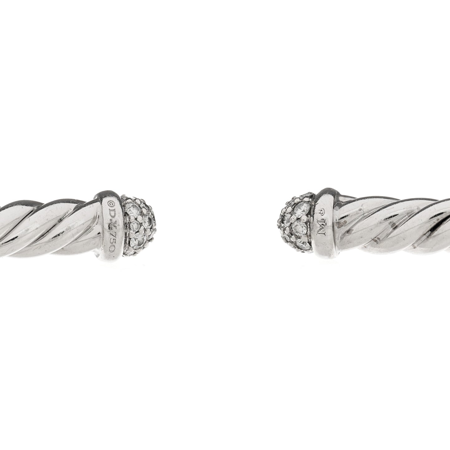 18K White Gold Diamond 4mm Cable Flex Cuff Bracelet