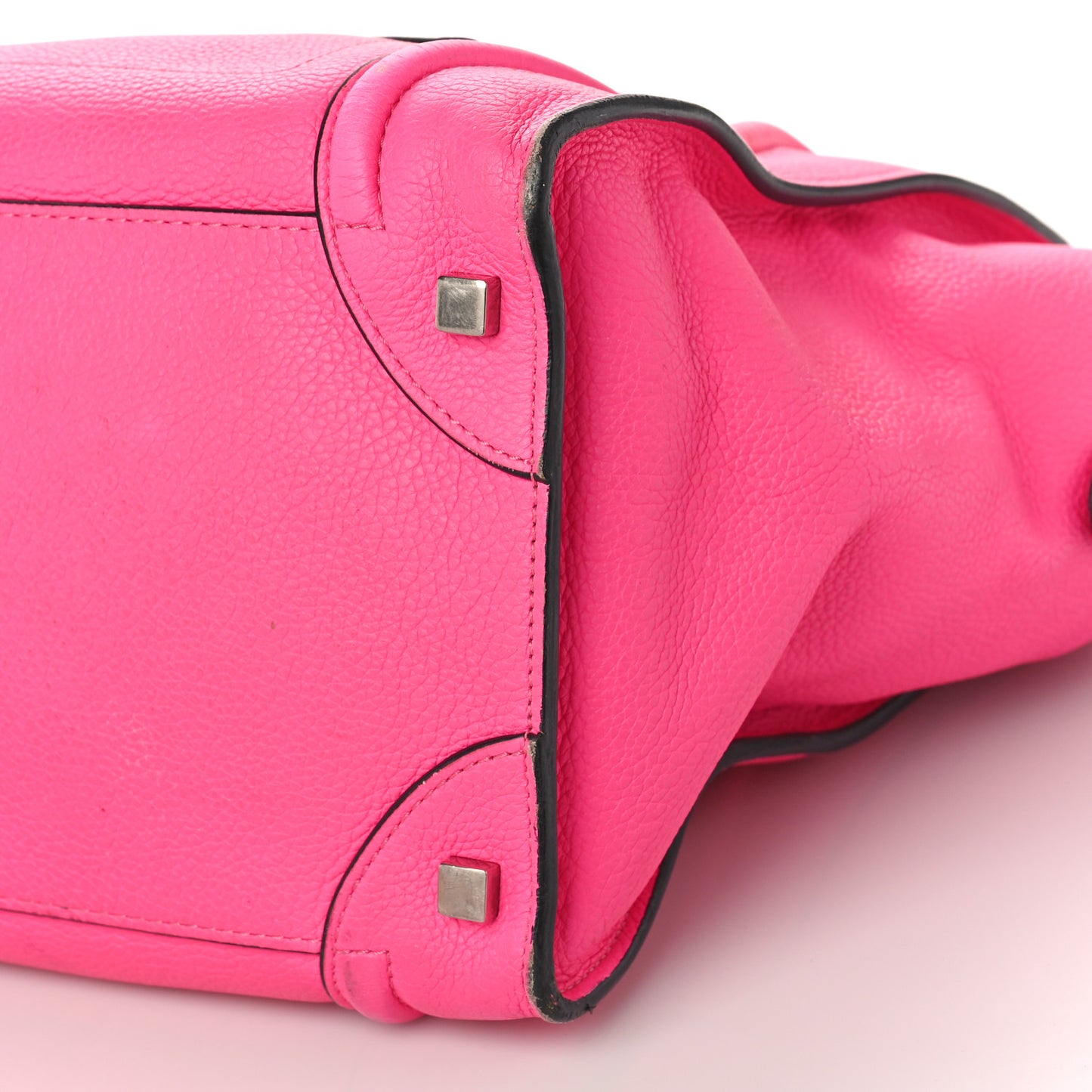 Drummed Calfskin Mini Luggage Fluo Pink