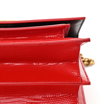 Balenciaga Patent Calfskin Lizard Embossed Sharp S Chain Satchel Vivid Red 8 of 8