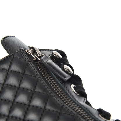 Chanel Calfskin Quilted Lace Up Combat Boots 37 Black 24 of 26