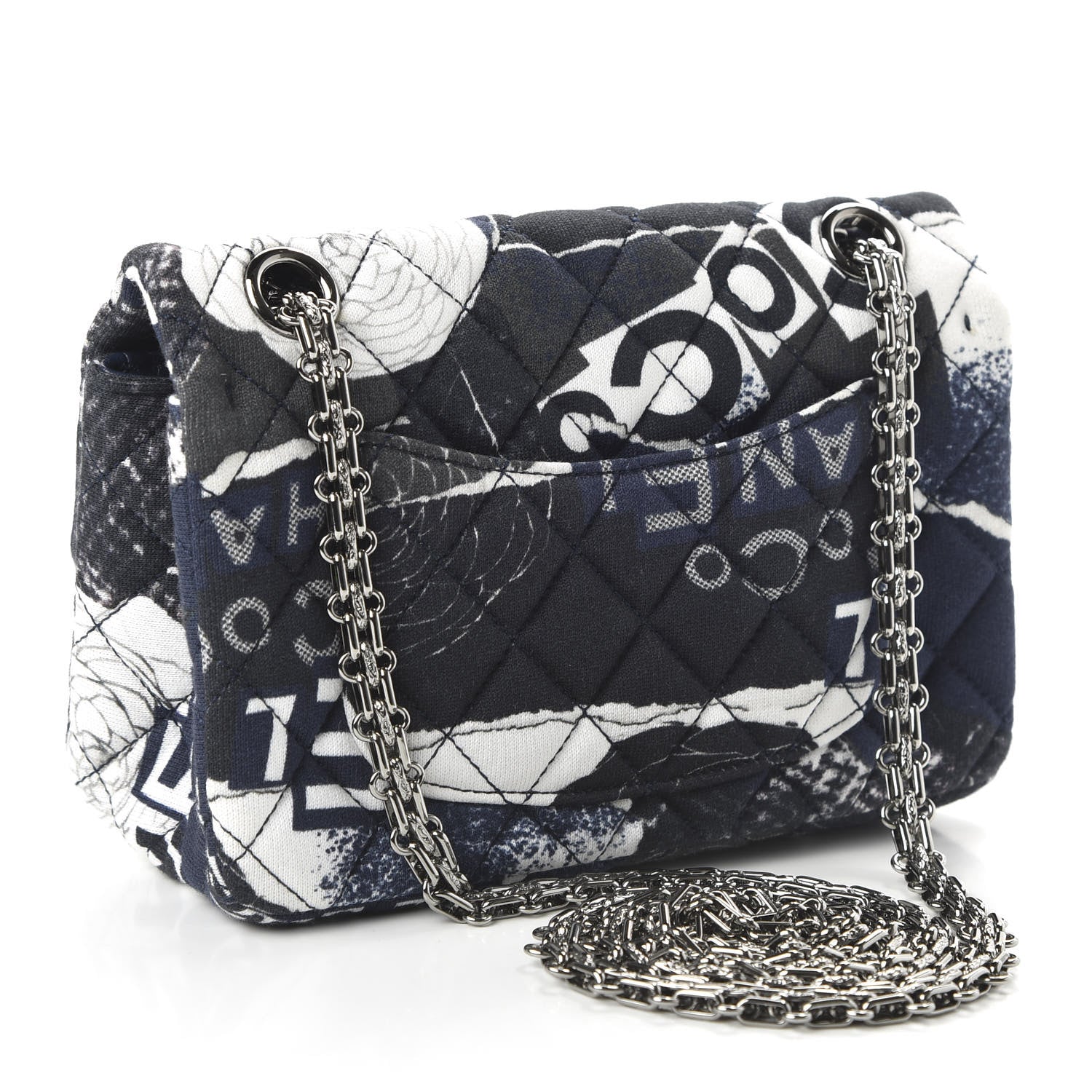 Chanel Jersey Quilted Graffiti Reissue Mini Flap Navy Blue 3 of 10