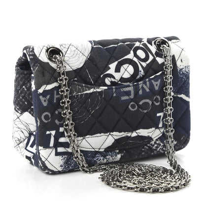 Chanel Jersey Quilted Graffiti Reissue Mini Flap Navy Blue 3 of 10