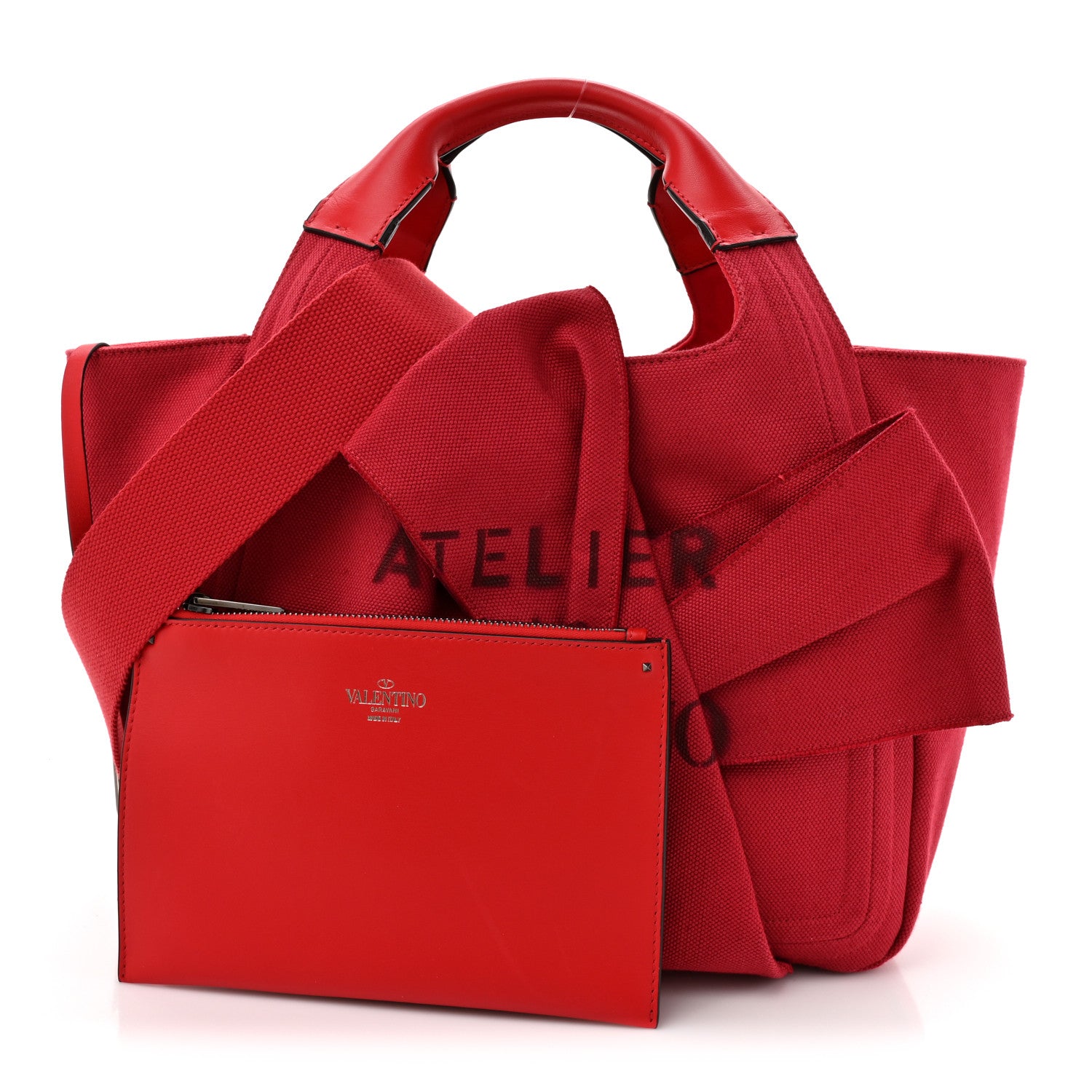 Valentino Garavani Canvas Atelier 02 Bow Edition Small Tote Bag Red 3 of 11