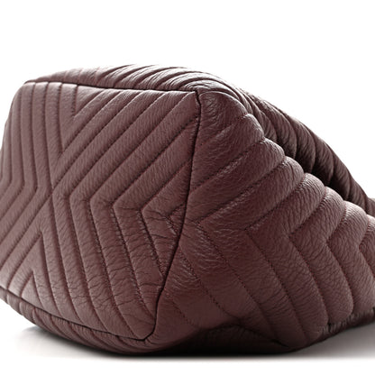 Chanel Deerskin Chevron Medium CC Chain Bucket Drawstring Bag Burgundy 10 of 12