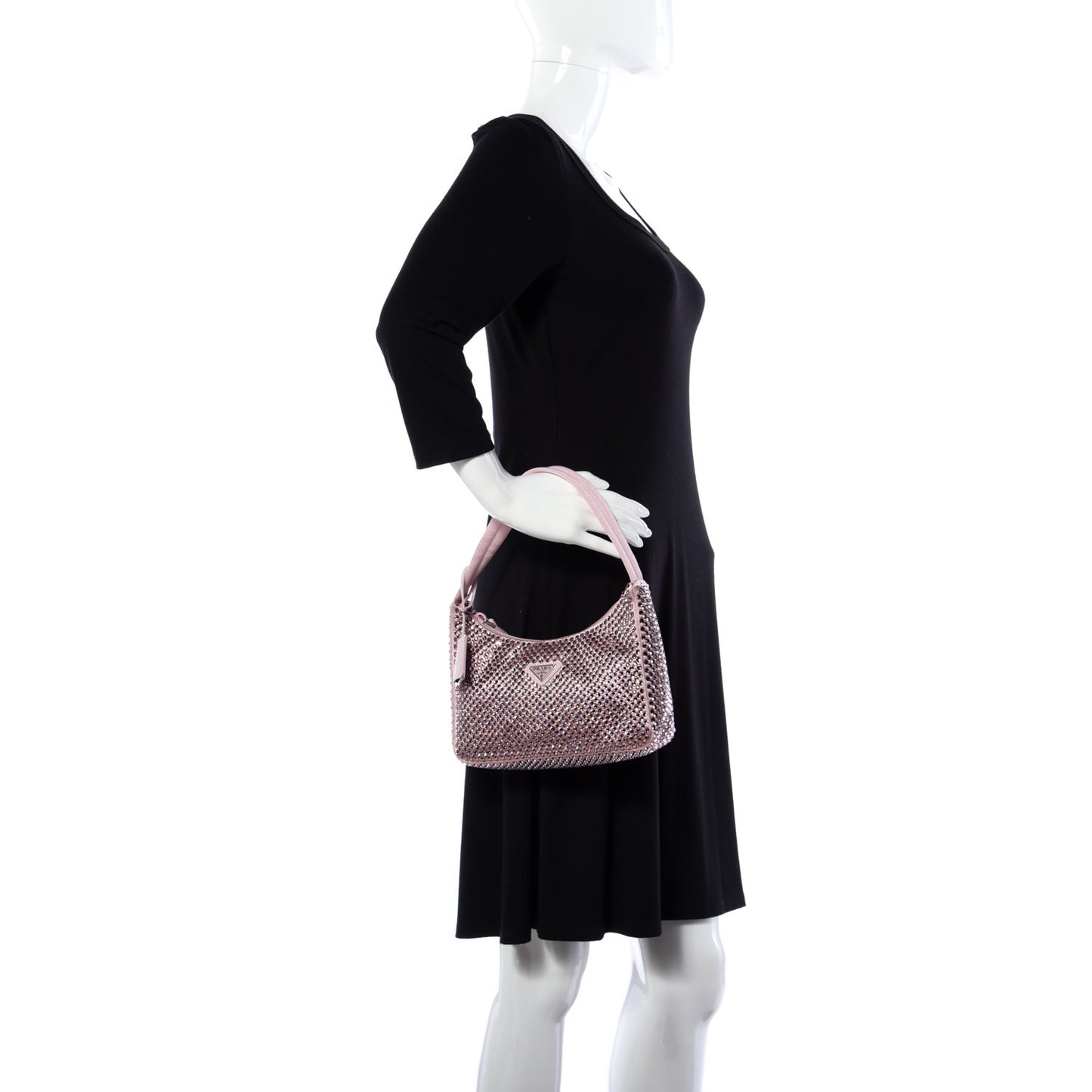 Satin Crystal Mini Re-Edition 2000 Bag Alabastro