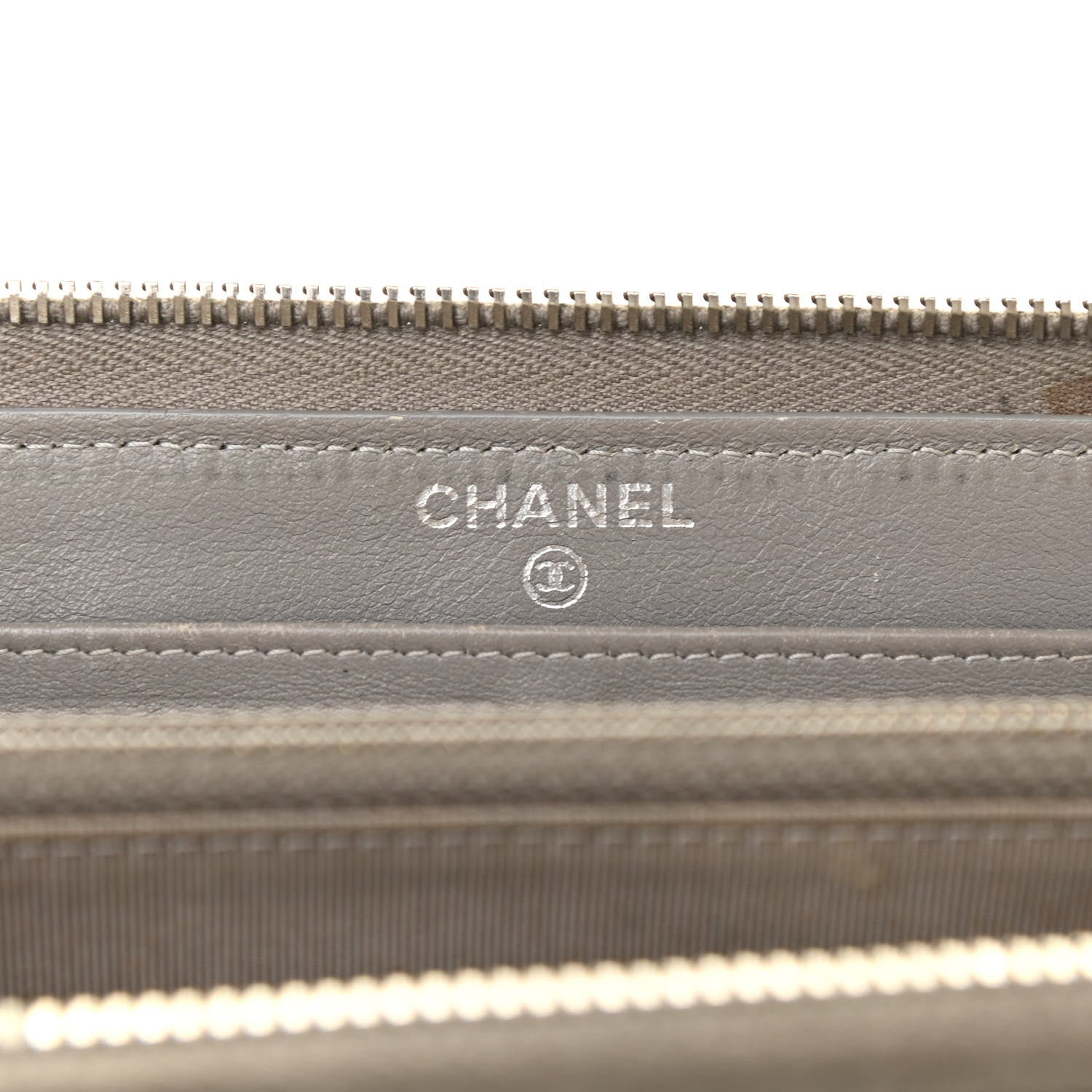 Chanel Striated Patent Zip Around Wallet Gold 6 of 22