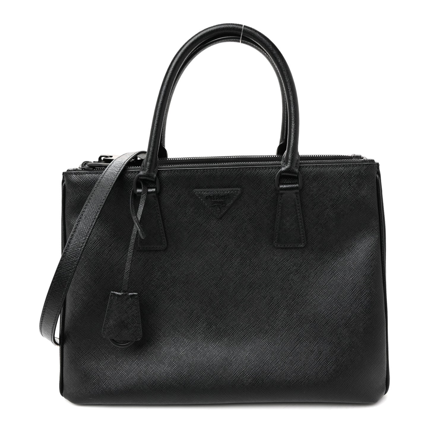 Saffiano Lux Monochrome Large Galleria Double Zip Tote Black