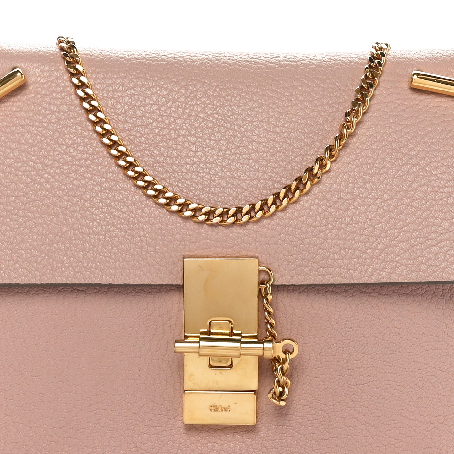 Grained Lambskin Mini Drew Shoulder Bag Cement Pink