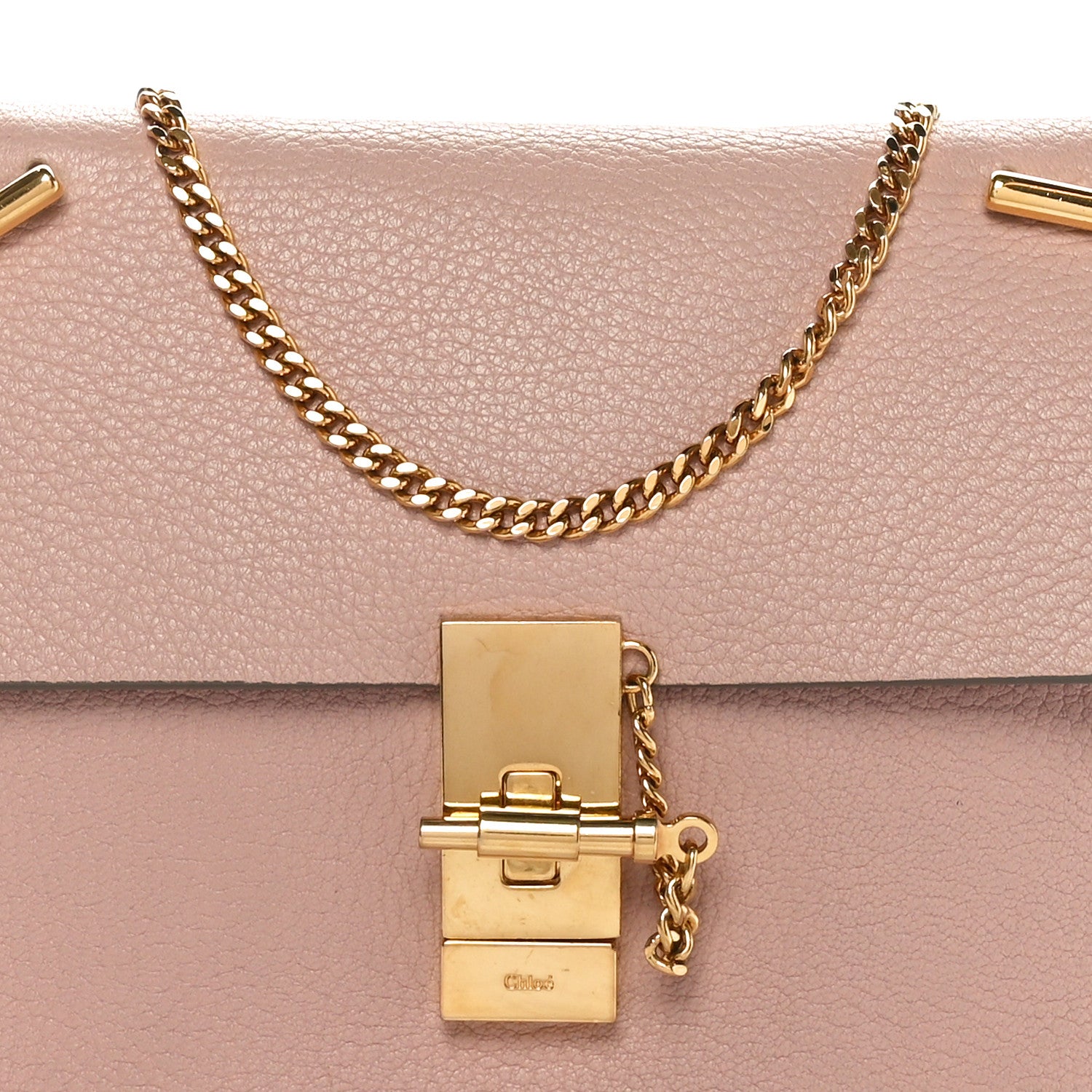 Chloe Grained Lambskin Mini Drew Shoulder Bag Cement Pink 6 of 8