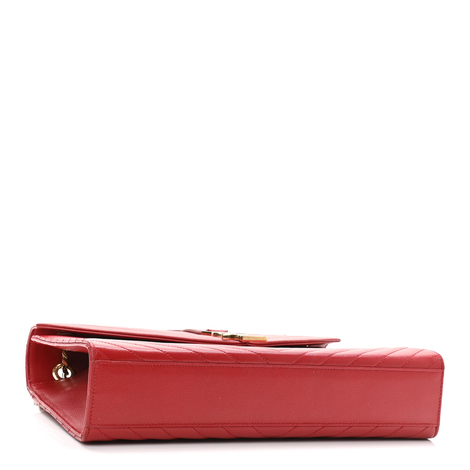 Saint Laurent Grain De Poudre Matelasse Chevron Large Monogram Satchel Lipstick Red 4 of 12