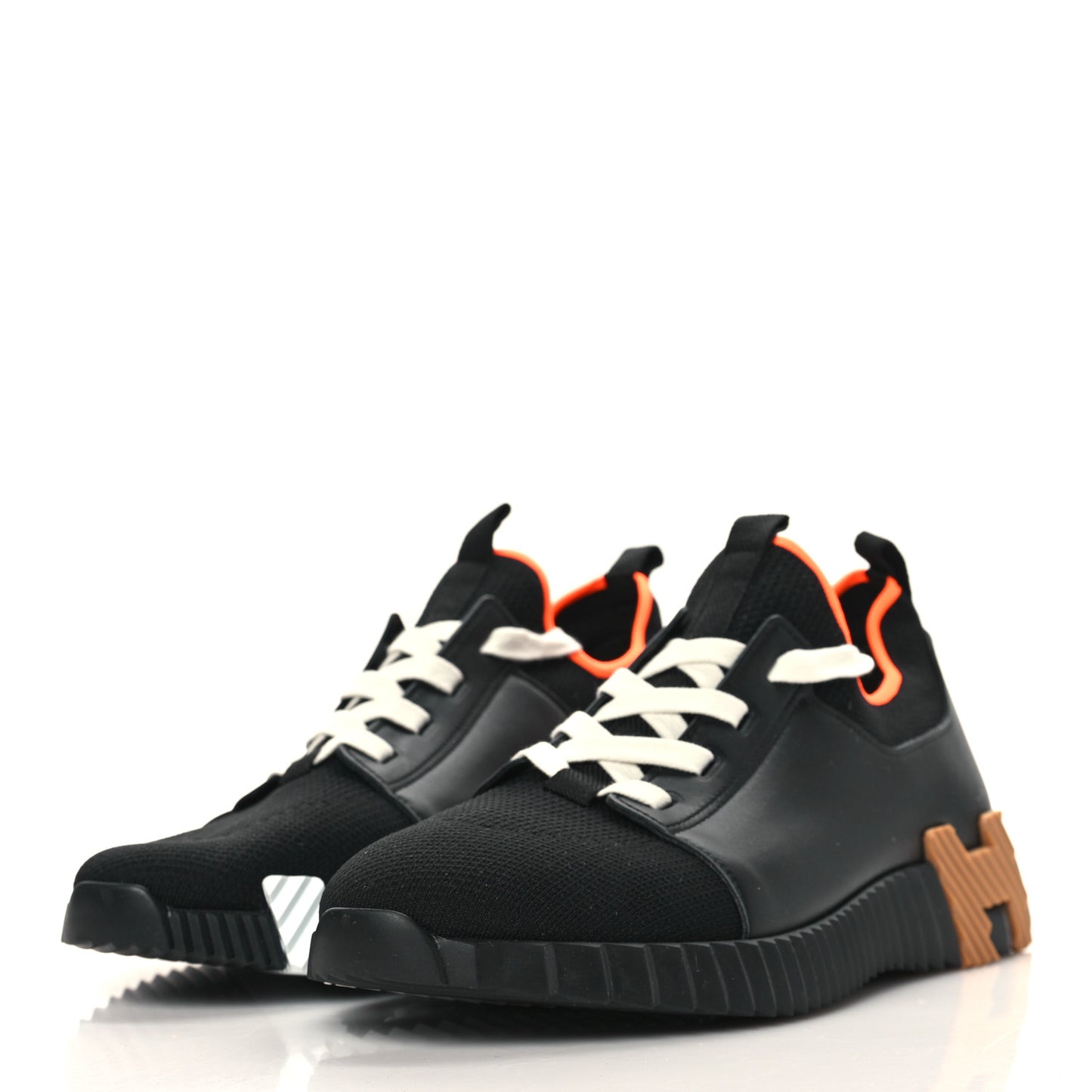 Knit Calfskin Mens Depart Sneakers 43 Black