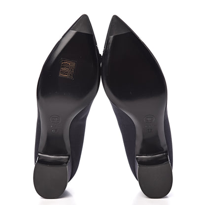 Chanel Grosgrain Lambskin Bow Pumps 39 Navy 5 of 10