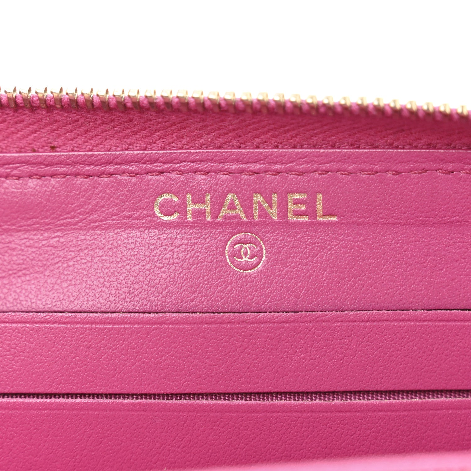 Chanel Lambskin Camellia Embossed Small Zip Around Wallet Dark Pink 6 of 12