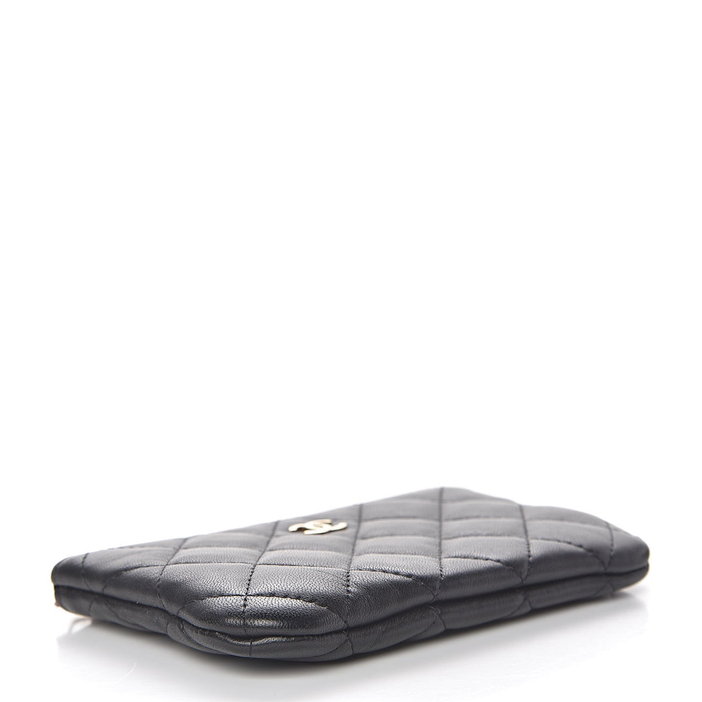 Lambskin Quilted Small Cosmetic Case Black
