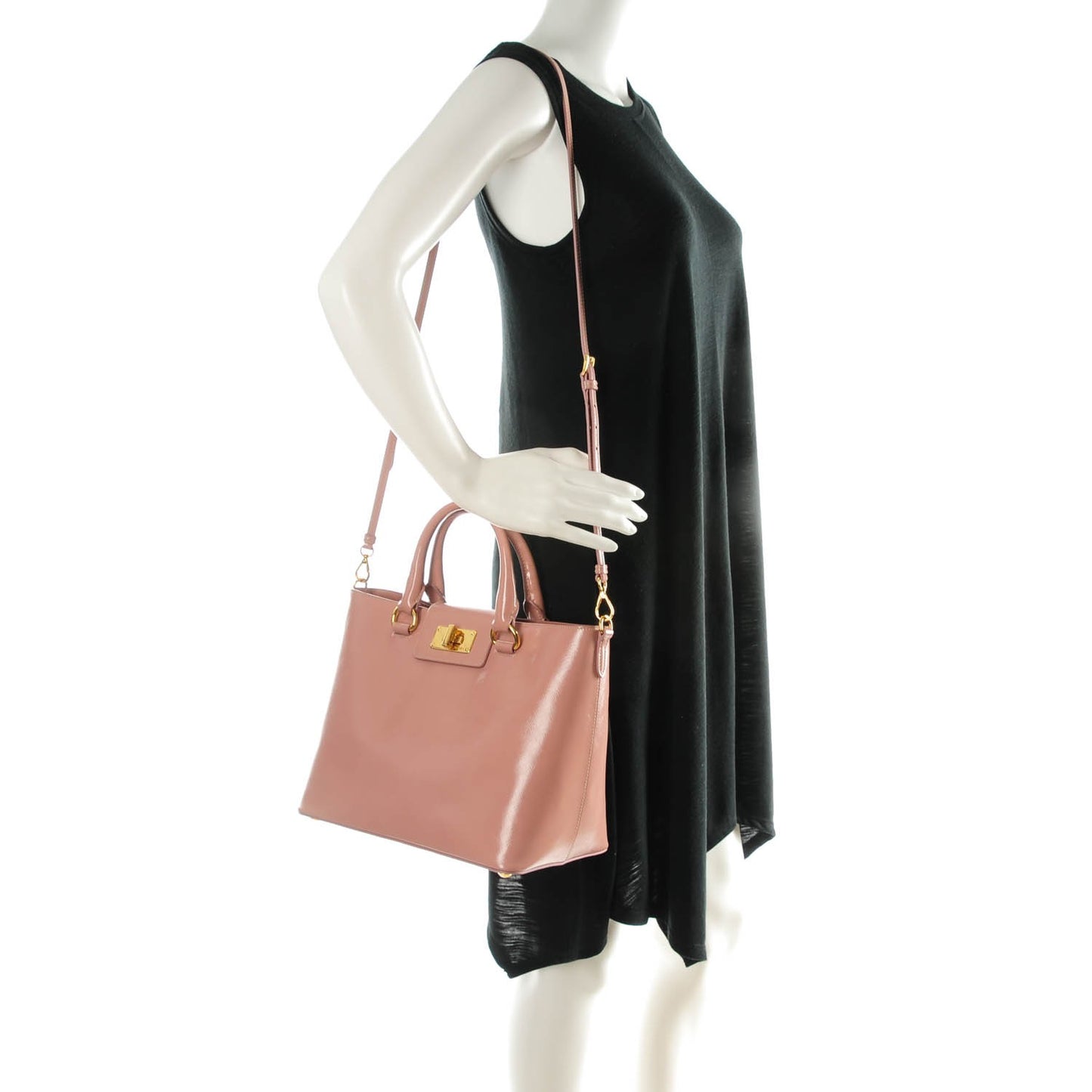 Saffiano Vernice Turn Lock Tote Orchidea
