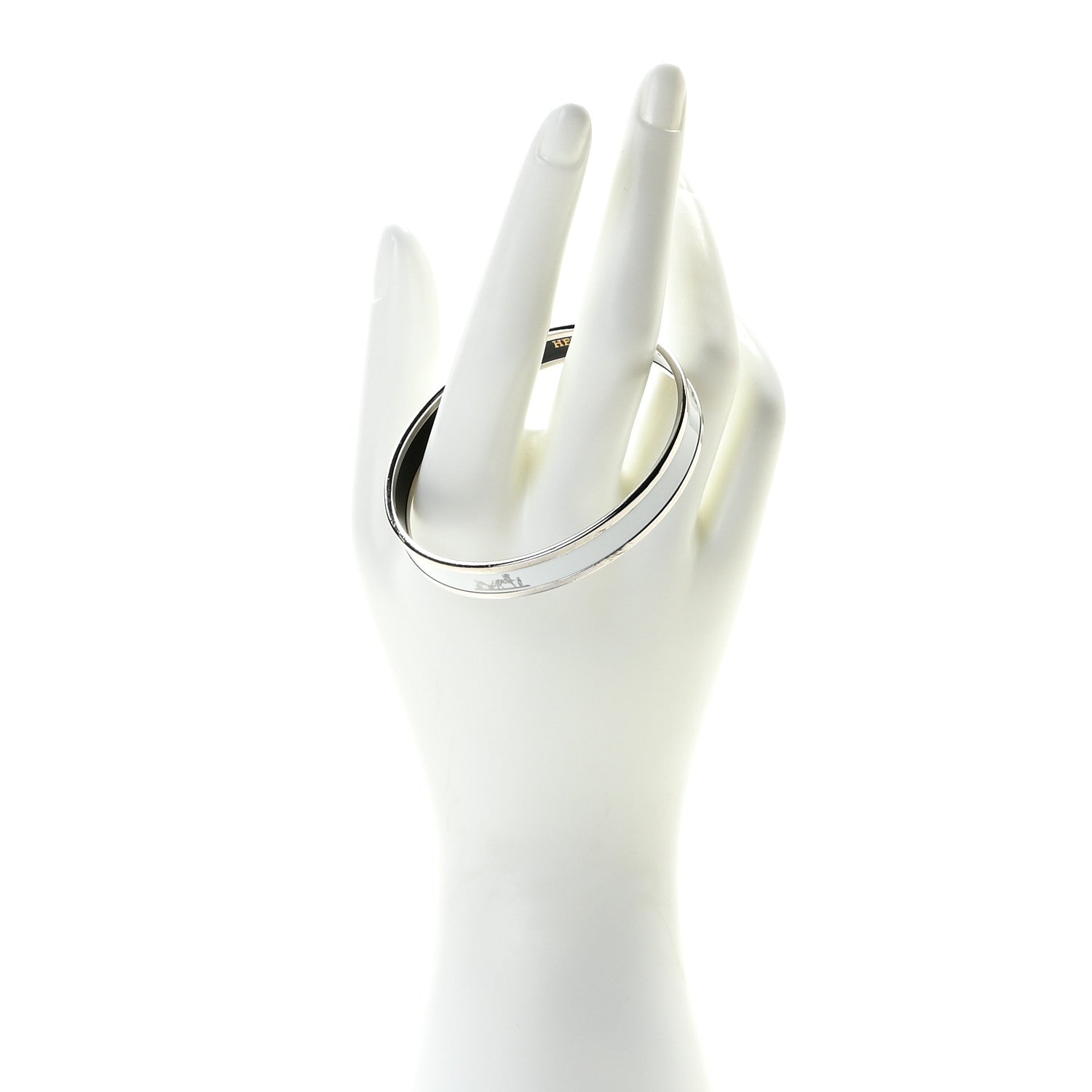 Hermes Enamel Printed Narrow Caleche Bracelet 70 White 8 of 9