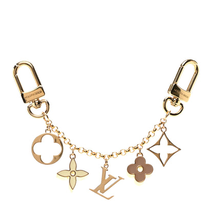 Louis Vuitton Brass Enamel Fleur De Monogram Bag Charm Chain Gold 1 of 6
