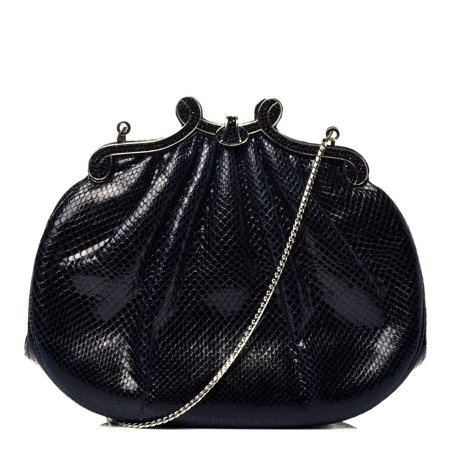 Judith Leiber Snakeskin Crystal Evening Bag Black 1 of 11