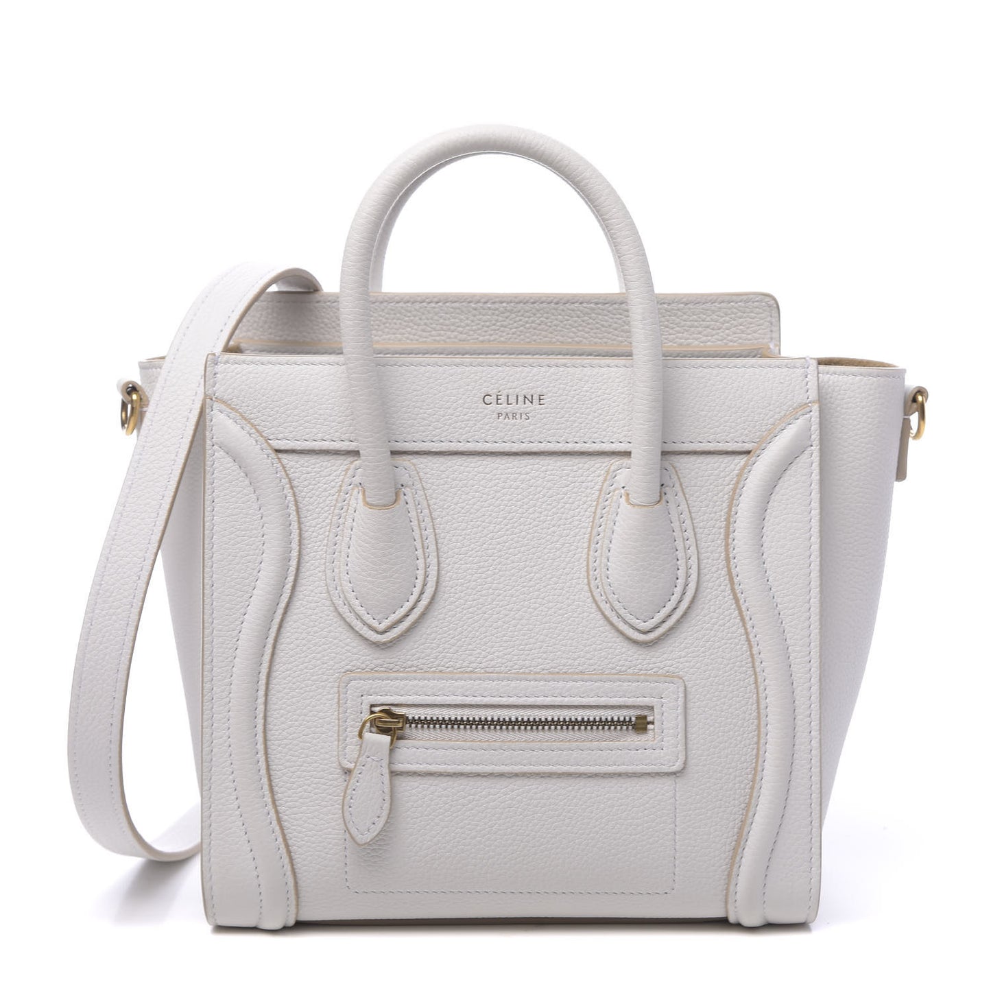 Drummed Calfskin Nano Luggage Optic White