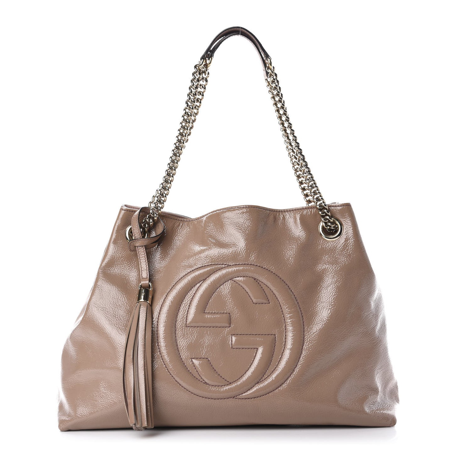 Patent Medium Soho Chain Shoulder Bag Dark Cipria