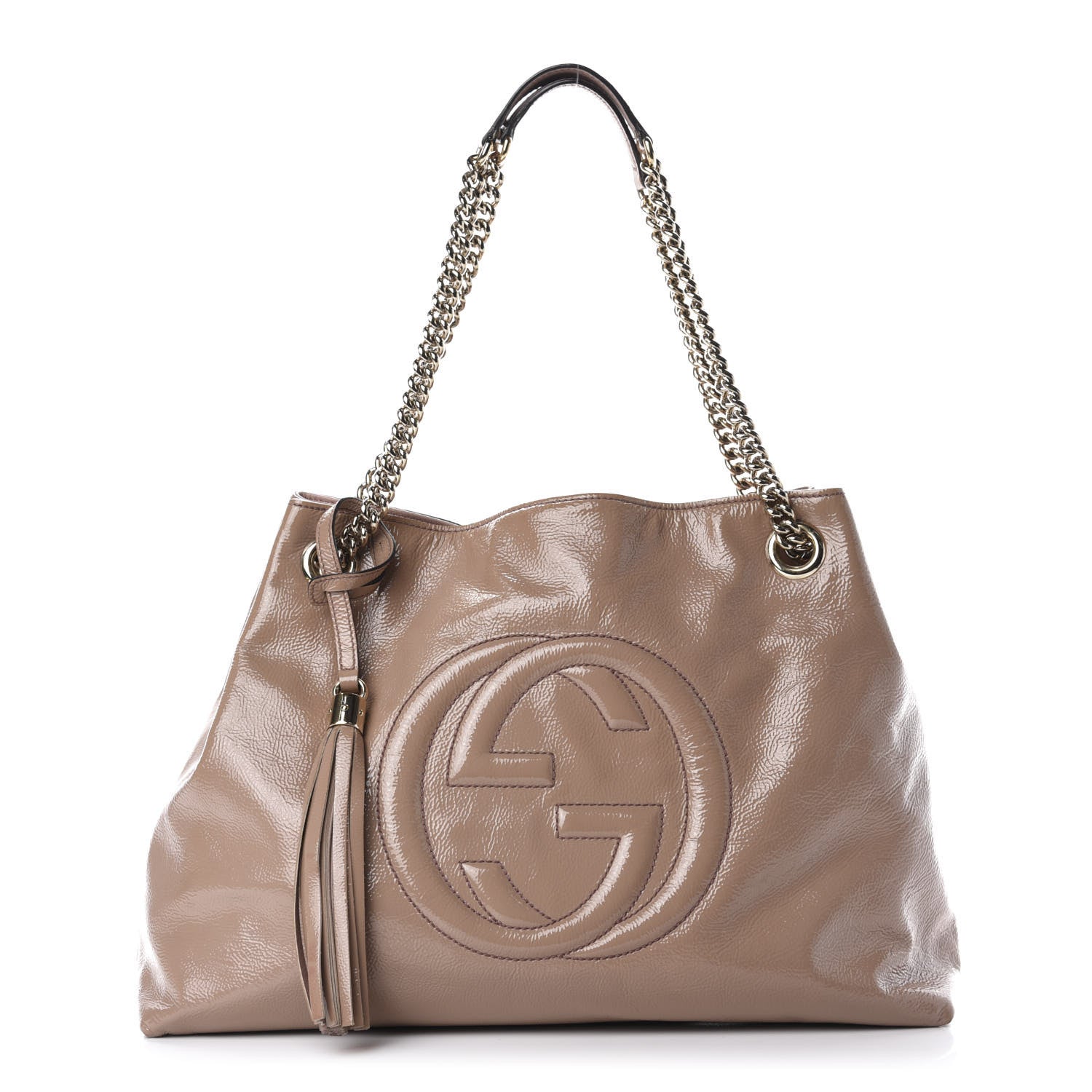 Gucci Patent Medium Soho Chain Shoulder Bag Dark Cipria 1 of 11