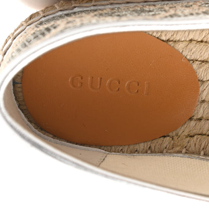 Gucci Lame Nappa GG Monogram Espadrilles 35 Silver Beige 7 of 9