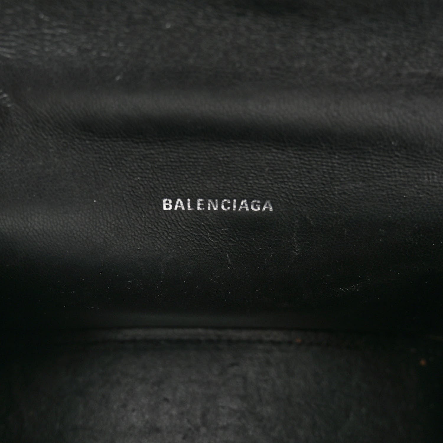 Balenciaga Shiny Calfskin Snakeskin Embossed Hourglass Top Handle Bag XS Silver Black 6 of 9