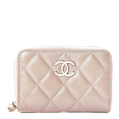 Chanel Iridescent Caviar Quilted Zip Coin Purse Beige 1 of 10
