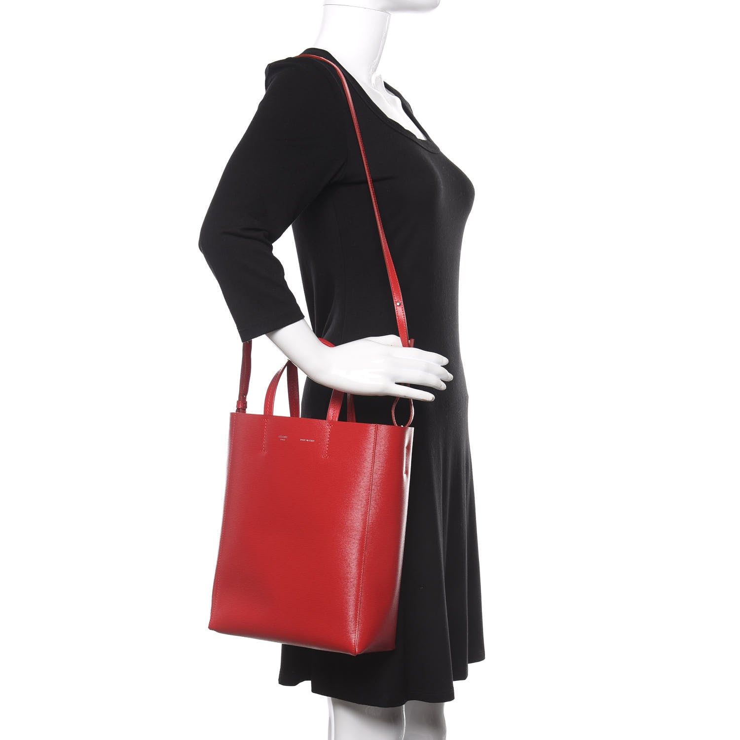 Celine Liege Small Vertical Cabas Pop Red 2 of 10