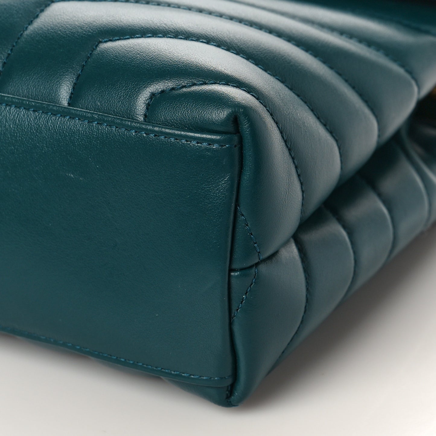 Calfskin Y Quilted Monogram Small Loulou Chain Satchel Green