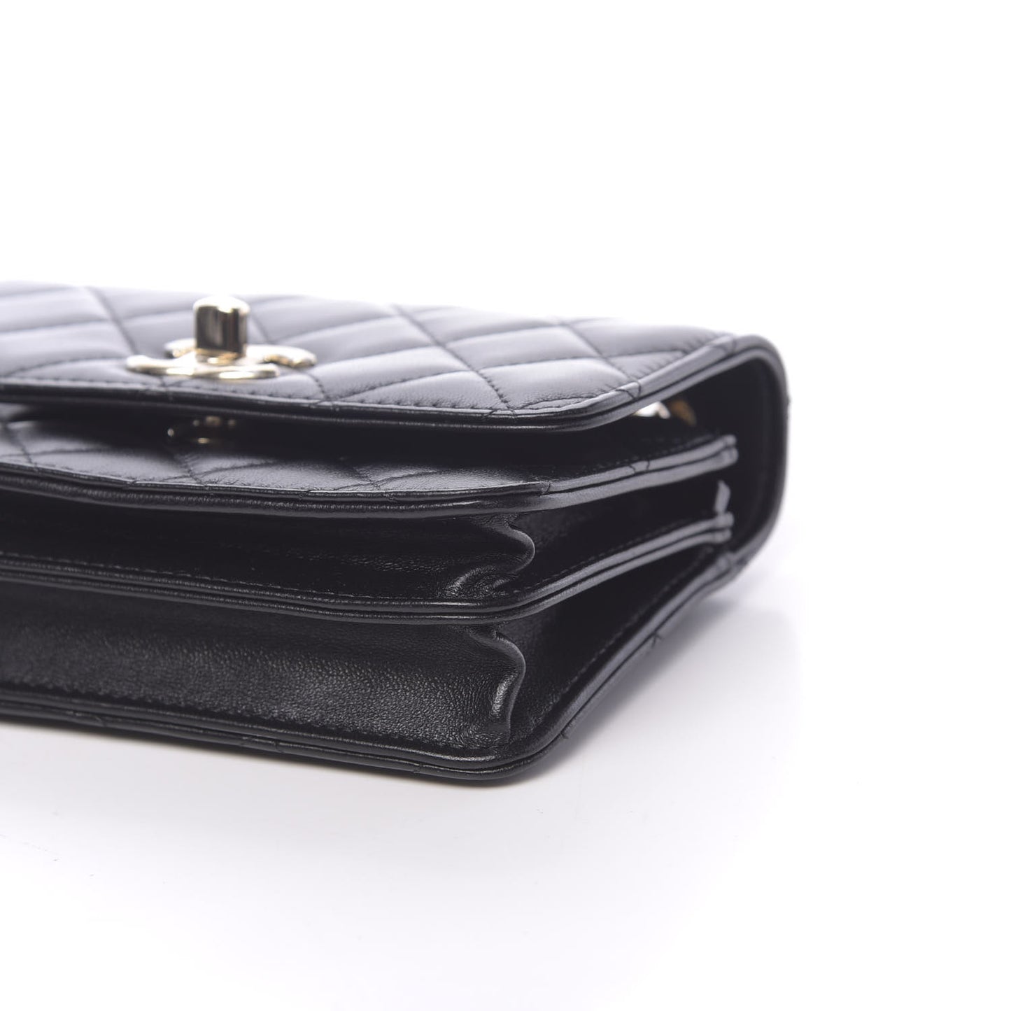 Lambskin Quilted Mini Trendy CC Wallet On Chain WOC Black
