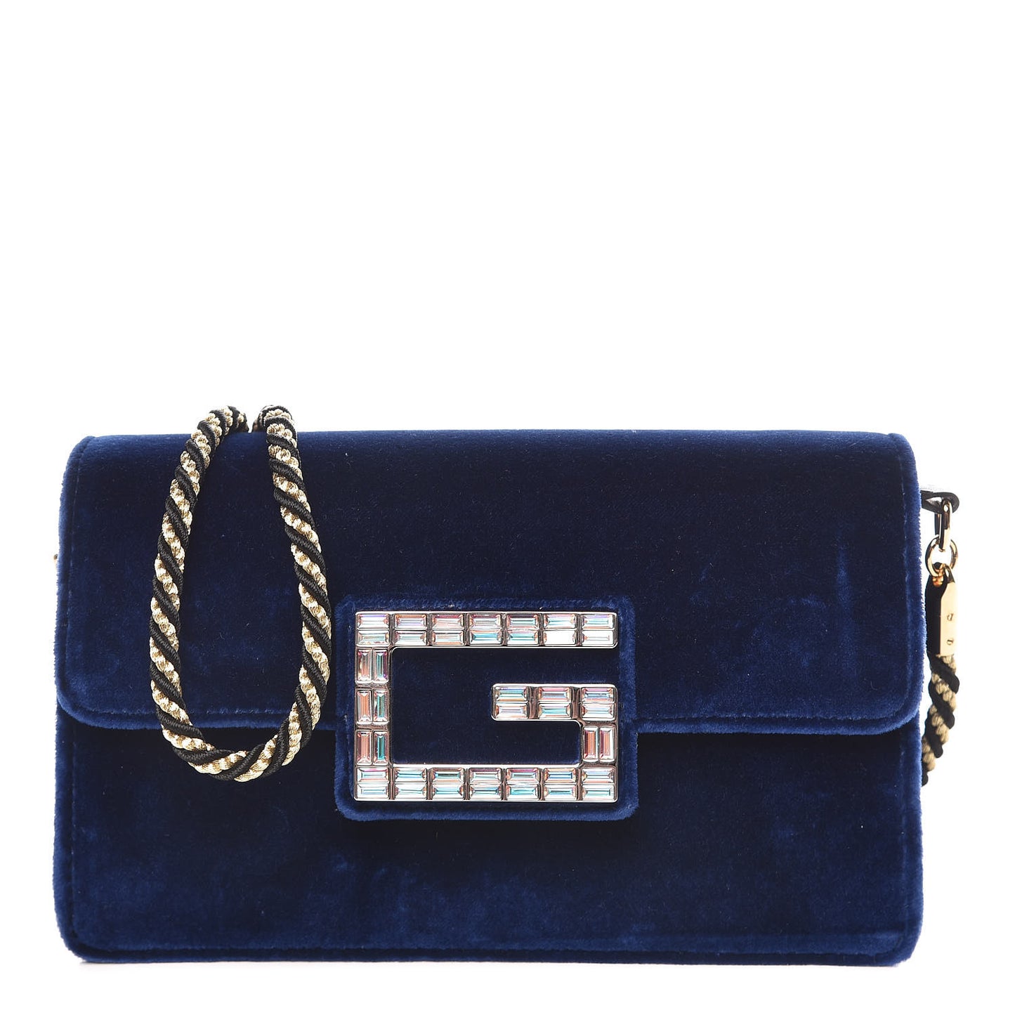 Velvet Crystal Square G Shoulder Bag Cobalt Blue